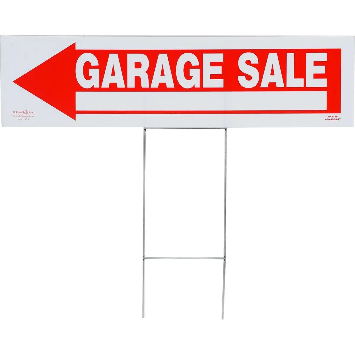 Hillman Group 842228 Weather-Resistant Arrow Shape Red & White Corrugated Plastic Outdoor Garage Sale Signs, 6x24 in, Pack of 6 for Successful Sale