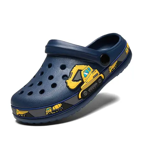 Drecage Toddler Dinosaur Rubber Clogs - Kids' Lightweight Fun Digger Slippers, Cool & Breathable Outdoor Slip-Ons, Waterproof Wet-Floor Grip Back-to-School Round Toe Footwear for Boys & Girls