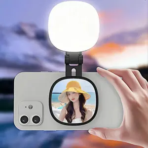 【Black Friday】MsyHeZhi 360° LED Ring Light with Mirror & Phone Holder, 3-in-1 Rechargeable Makeup Light for Live Streaming, Video Calls, Selfie, Portable, 3 Color Temperatures, Foldable, Magnetic Smartphone Holder,