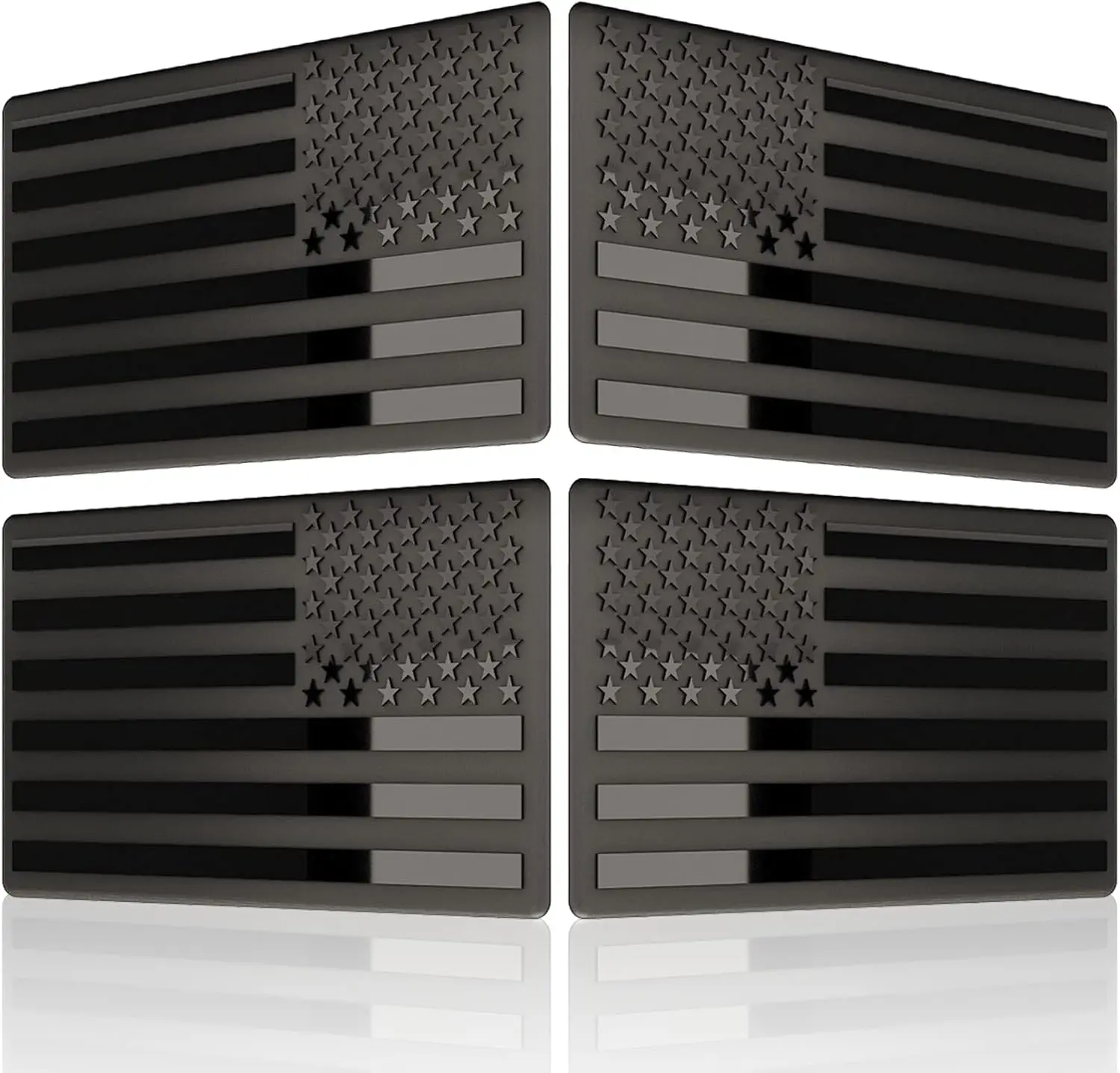 4Pcs USA American Metal Flag Auto Fender Emblem, Embossed 3D Metal Adhesive Sport Truck Car Badge, USA Flag Decal for for Auto SUV Truck Motorcycle (Black) decal sticker