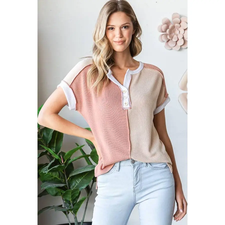 Sunset Split Henley Top Sunset Split Henley Top