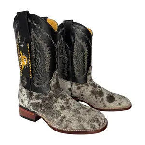 Diego's Boots Men's Cow Skin Cowboy Boots Square Toe Genuine Leather, Bota Caballero Pelo de Vaca 100% Piel
