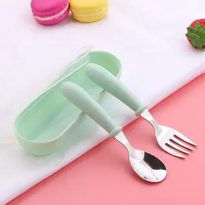 3pcs Spoon Forks Box Stainless Steel Cutlery Portable Feeding Utensils Spoons Tableware Set Dinnerware Service Set