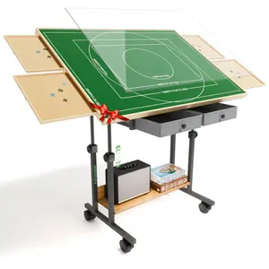 1500-2000 Piece Jigsaw Puzzle Table with Legs, Adjustable 5-Tilting-Angle Board with 6 Drawers & Cover, 35"x 26" Wooden Puzzle Board with 4 Wheels for Adults