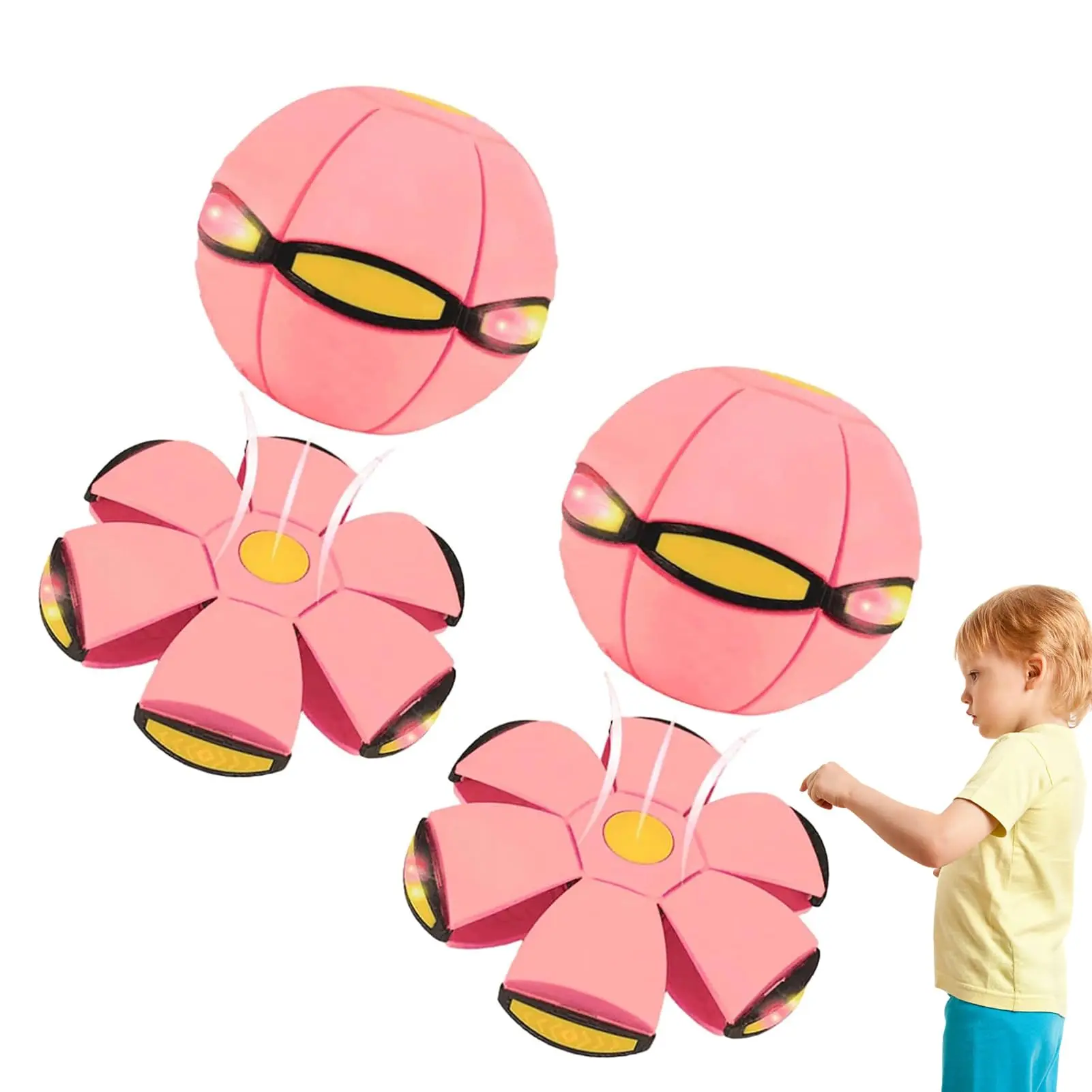 Ball Shape Shifting Bouncy Toy for Kids Outdoor Family Fun with Kinetic Lighting and Strong Elasticity in  Pink Blue Red