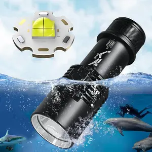 Rechargeable Diving Flashlight, 1 Box Professional Underwater 50M Bright Scuba Flashlight, Waterproof Torch for Fishing, Adventure, Snorkeling
