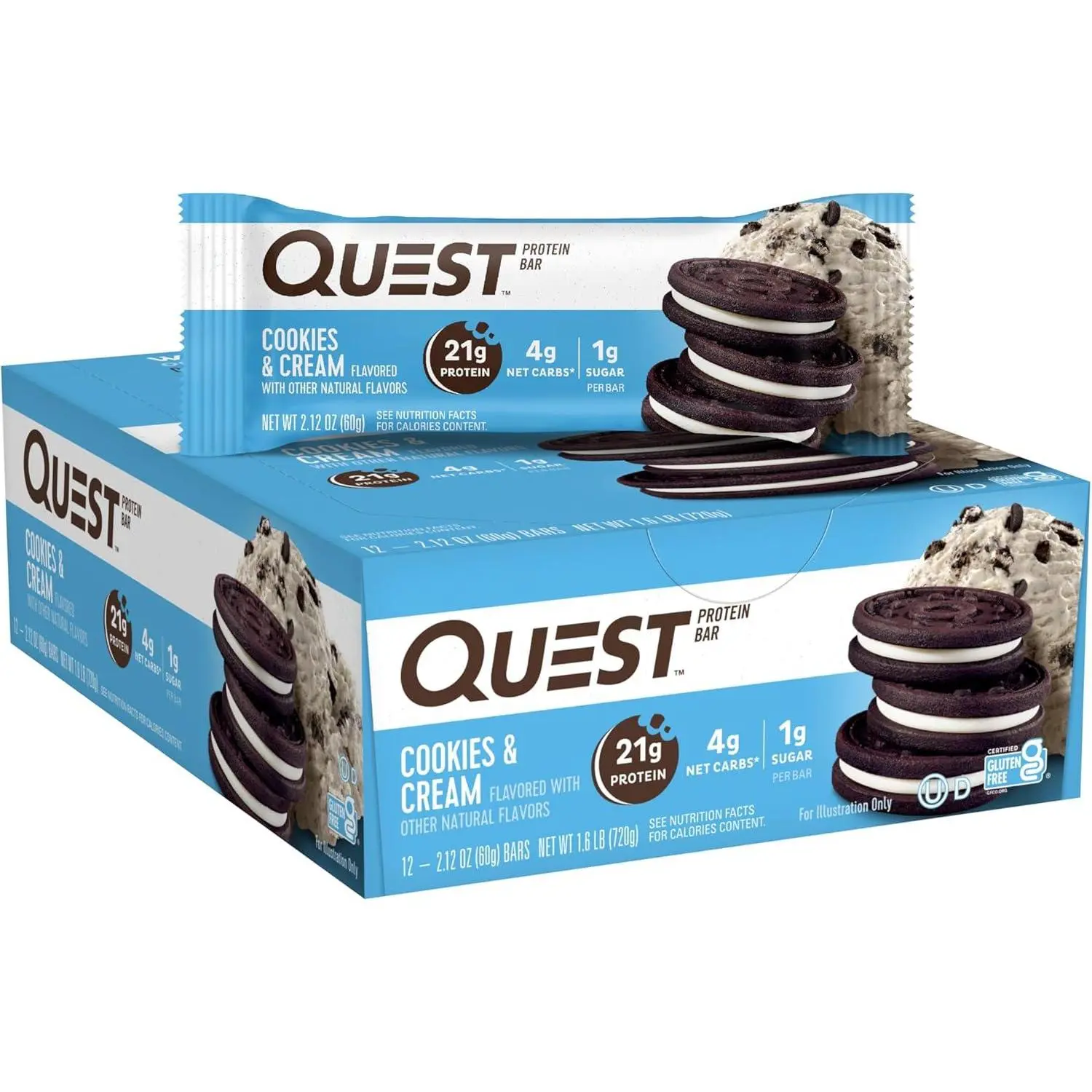Quest Protein Bar Cookies & Cream 12 ct