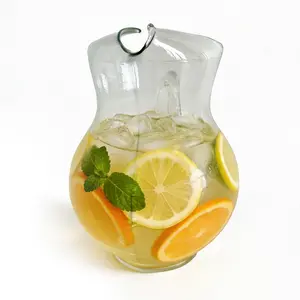 Libbey Acapulco Large Glass Pitcher Set of 2, 89 Oz, Clear, Tall Bubble Glass Pitchers with Handle, Modern Drink Pitchers for Iced Tea, Punch and More