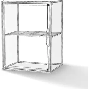 Clear Acrylic Display Case Super Large Stackable Storage Bins Magnetic Attraction Lids Acrylic Box with Compartment Divider for Collectibles Figures Cosmetic Purse Handbag Wallet 1 Pack