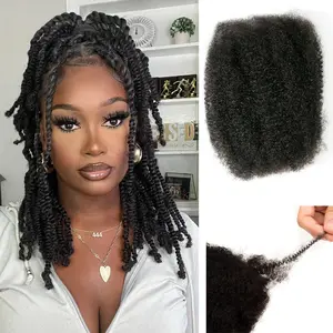 YWIGS Afro Kinky Bulk Hair Extensions For Braiding Mini Twist Dreadlock Human Braiding Hair Repair Locs Tape 3C 4A Black 50grams / pack #tiktokshopmemorialday
