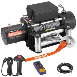 【DealsForYouDays】VEVOR Electric Winch,12000 lbs Load Capacity12V DC Truck Winch with Φ0.36 in x 80 ft Steel RopeWireless & Wired Remote ControlIP55 Waterproof for Towing SUV Jeep Trailer Boat Off-Road Vehicle