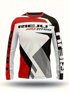 Rideing-Styled Sports Long-Sleeve Jersey, Rieju Hard Offroad Geometric - Design, Breathable Quick-Dry, Moisture-Wicking, Ideal for Cycling Training & Casual Wear