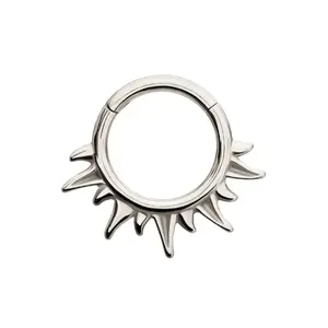 Sun Rays Hinged Segment Clicker Ring - 316L Stainless Steel