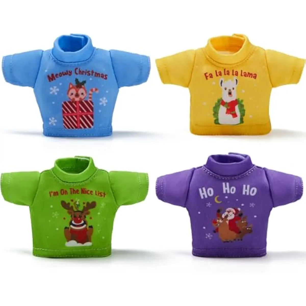 4 Packs Xmas Clothing for Doll Stylish Tshirt Doll Clothing Set, Christmas Decorations, and Holiday Specials