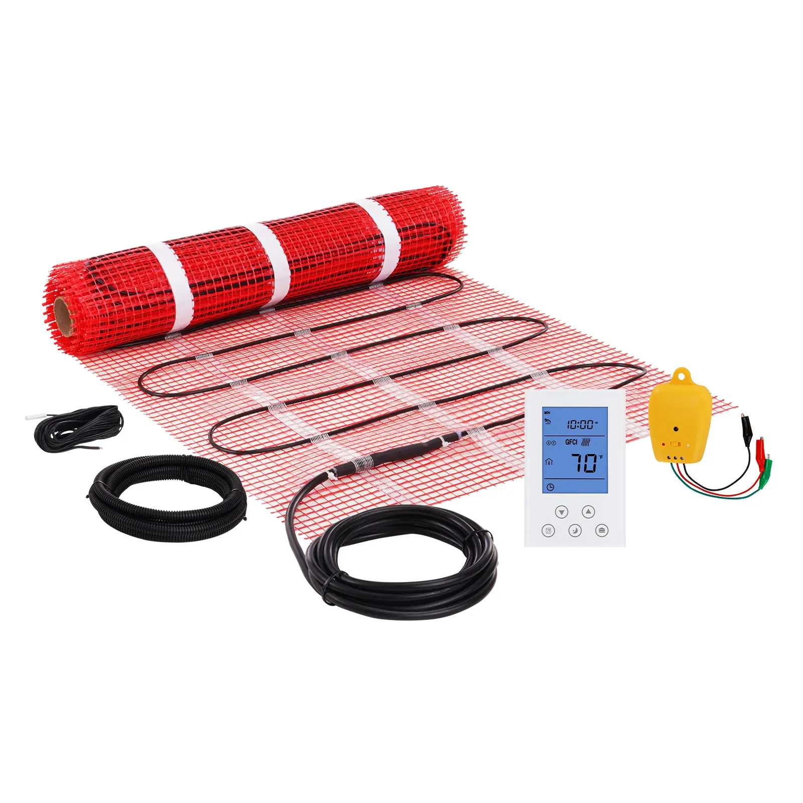 【Summerfinds】VEVOR Floor Heating Mat, 20 Sq. ft, Electric Radiant In-Floor Heated Warm System with Digital Floor Sensing Thermostat, Includes Installation Monitor, Adhesive Back for Easy Installation on The Floor