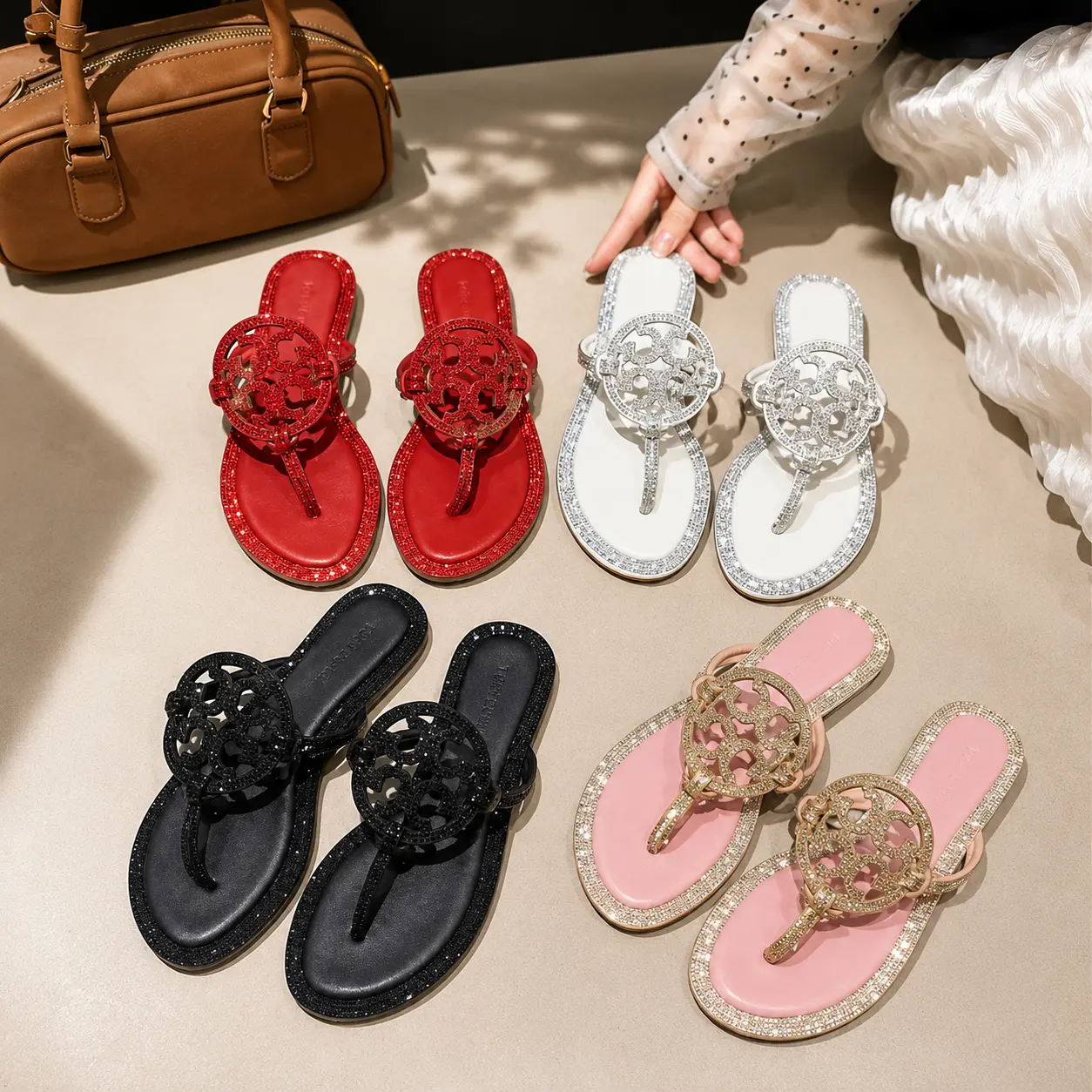 Women's Casual Open Toe Summer Sandals Comfortable Slip On Flat Shoes
