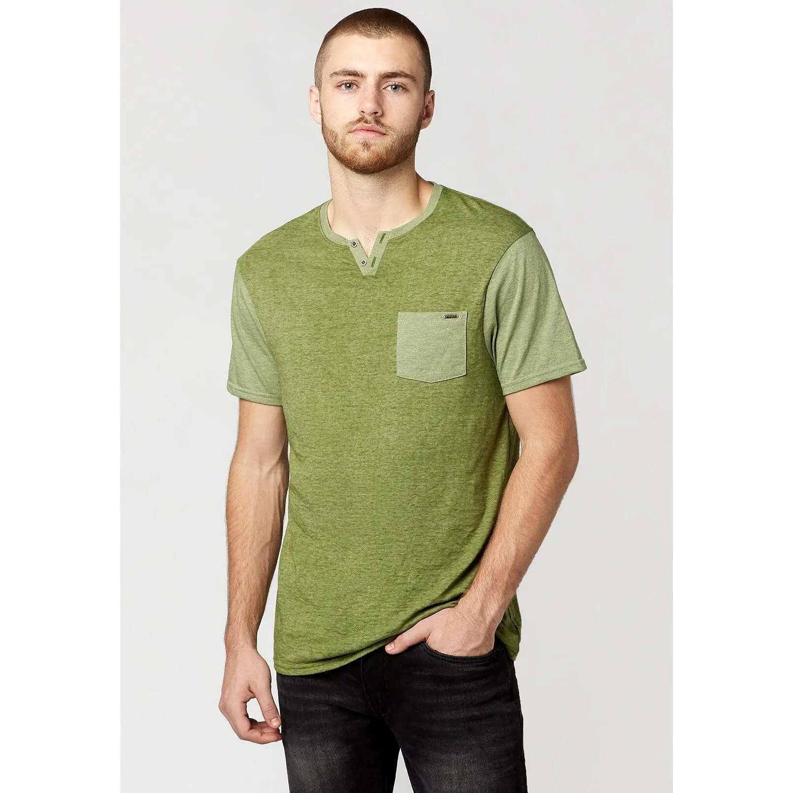 Kaddy Men's Pocket Tee, Oil Green - BM23555