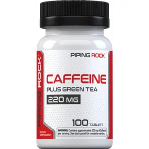Piping Rock Caffeine Pills 200mg | 100 Tablets | with Green Tea Extract | Non-GMO, Gluten Free Supplement