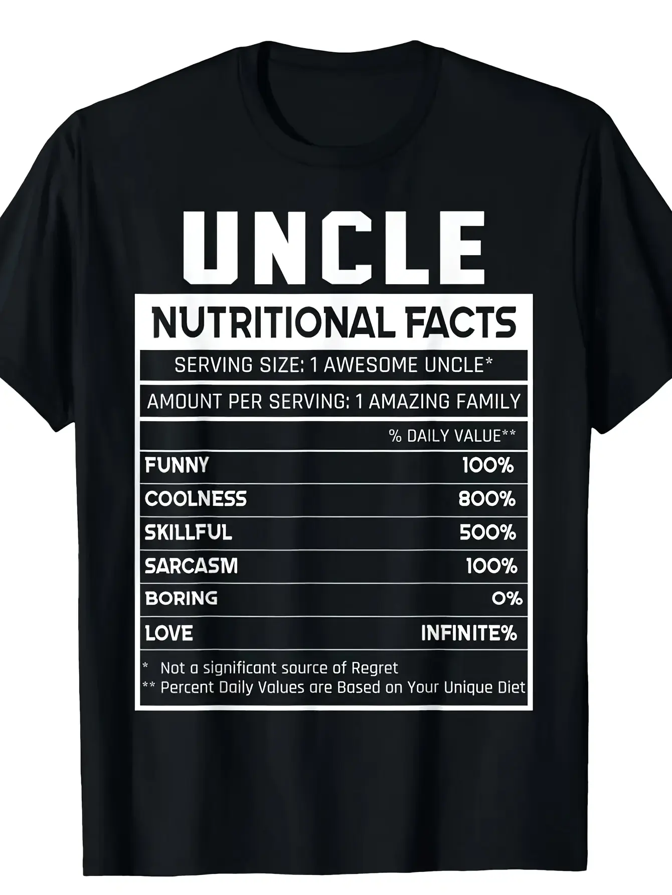 Funny Uncle T-Shirt - Family Funny Saying - Black with Bold White Text - Soft Breathable Fabric - Funny Family Gifts for Uncles Birthday Christmas - Men & Women's Casual Casual Attire - Funny Birthday Party Outfit - Machine Washable - Funny Family Apparel