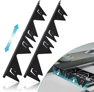 Retractable Black Stove Gap Covers 2 Pack Stainless Steel Gap Filler for Stove and Countertop Heat Resistant Oven Side Guards Adjustable Length 13.8 to 27.6 Easy to Clean