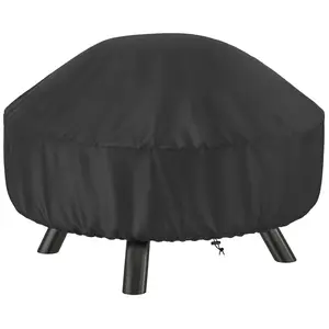 SHINESTAR Fire Pit Cover Round 32 In, Outdoor Fire Pit Cover for 22-32 Inches Fire Pits, Windproof Drawstring & Waterproof Layer, Black