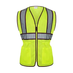 Two-Tone Mesh Ladies' Safety Vest with Adjustable Waist