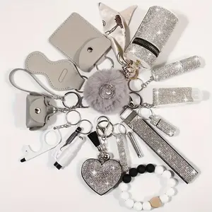 Avant-garde fashion accessories Safety Full Set, Self Security Set With Personal Alarm, Protective Accessories Gift For Women daily uses Fuzzy Keychain Puffies Keychain