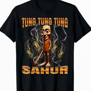 100 Percent Cotton Unisex Tung Tung Tung Sahur T Shirt Women Graphic Tee ZIB