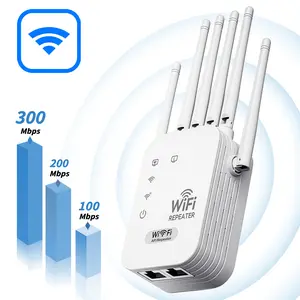 Household WiFi Range Extender Repeater, US Standard Plug Design, Dual LAN Ports, 300Mbps Multi-Mode AP Router Repeater for Indoor WiFi Dead Zones
