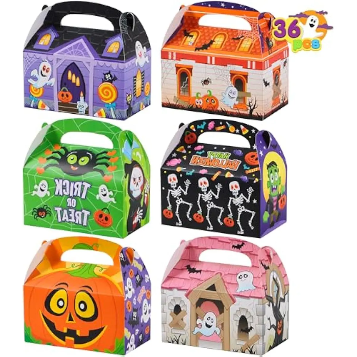 36 PCS Halloween Treat Boxes Candy Boxes Trick or Treat Cardboard Cookies Goodie Bags for Kids Halloween Party Favor Supplies, Classroom Exchange Goody Bags, Holiday Pastries, Cupcakes