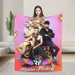 La Reina del Flow inspired ultra-soft flannel blanket with a printed design,suitable for living room,office,sofa décor,travel,and as a versatile gift