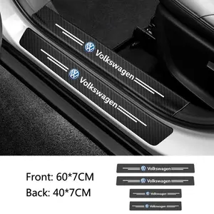 Carbon Fiber Car Door Sill Plate Car Rear Trunk Protector Stickers InteriorFor VW GTI Jetta Golf Tiguan Transporter Accessories