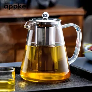 Glass Teapot with Stainless Steel Infuser, 1 Count Removable Filter Teapot for Blooming and Loose Leaf Tea, Tea Making Tool for Home Office