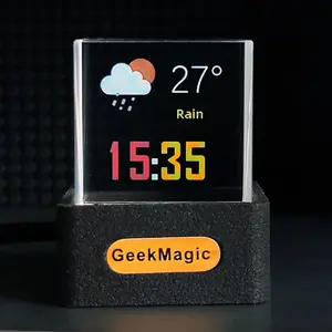 GeekMagic GIFTV Crystal Cube Holographic Mini Electric Digital Clock Desktop Smart Weather Station DIY Animations Photo Display