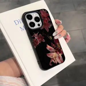 Vintage Floral Pattern Shockproof Phone Case for iPhone 15 Series, Unique Leather Texture Design, Perfect Gift for Family & Girlfriend
