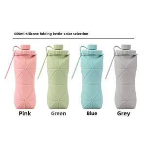 600ml Foldable Silicone Water Bottle | Food-Grade Leak-Proof 80% Collapsible | Spring Outdoor & Travel Hydration Essential (
