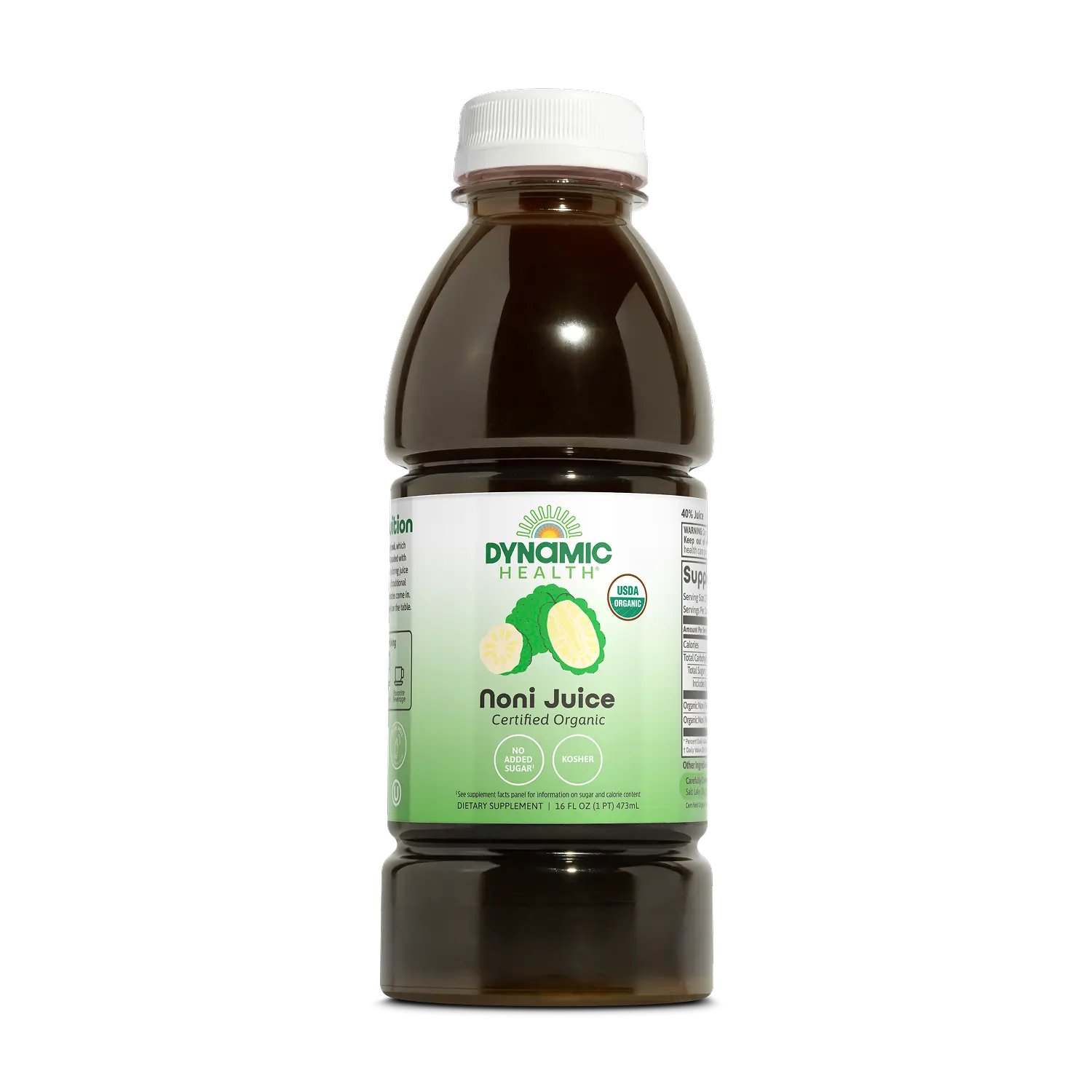 Dynamic Health Organic Noni Juice - 16 fl oz, Certified Organic, Kosher, Plant-Based Vitamin-Infused Tropical Herbal Dietary Supplement