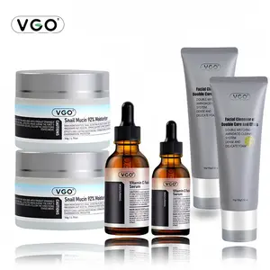 【Buy 30ml Vitamin C Serum Get 30ml Free】VGO Snail Mucin 92% Moisturizer 50g Daily Face Gel Cream and Vitamin C Facial Serum Essence and  Facial Cleanser