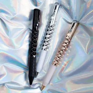 3/6pcs Grid Geometric Stress Relief Pens, Durable PC Material, Fun Creative Design, Perfect for School Students & Office Relaxation, Writing Pen, Writing Stationery
