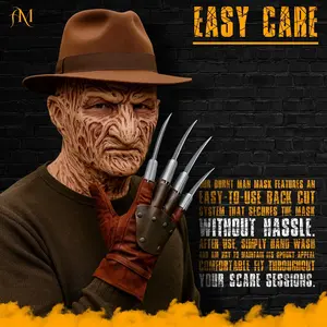 Freddy Krueger Costume Night Killer Latex Mask Brown Hat Halloween Horror Outfit