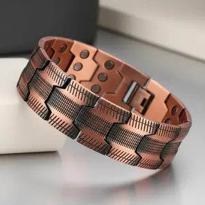 1pc Men's Magnetic Bracelet - Wide Full Magnetic Coverage,  Alloy Metal, Strong Magnets for &, Hip-Hop Style Couple Matching Gift (Valentine's/Birthday) - Magnetic for Men