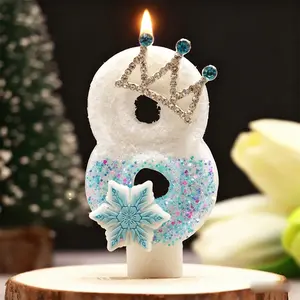 1pcs Birthday candles with snowflake crowns, suitable for parties, anniversaries, weddings, and Valentine's Day decorations, princess adult crown party and children's first birthday cake decorations