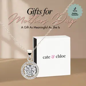 Blake 18k White Gold Plated Halo Pendant Necklace with Simulated Diamond Crystals