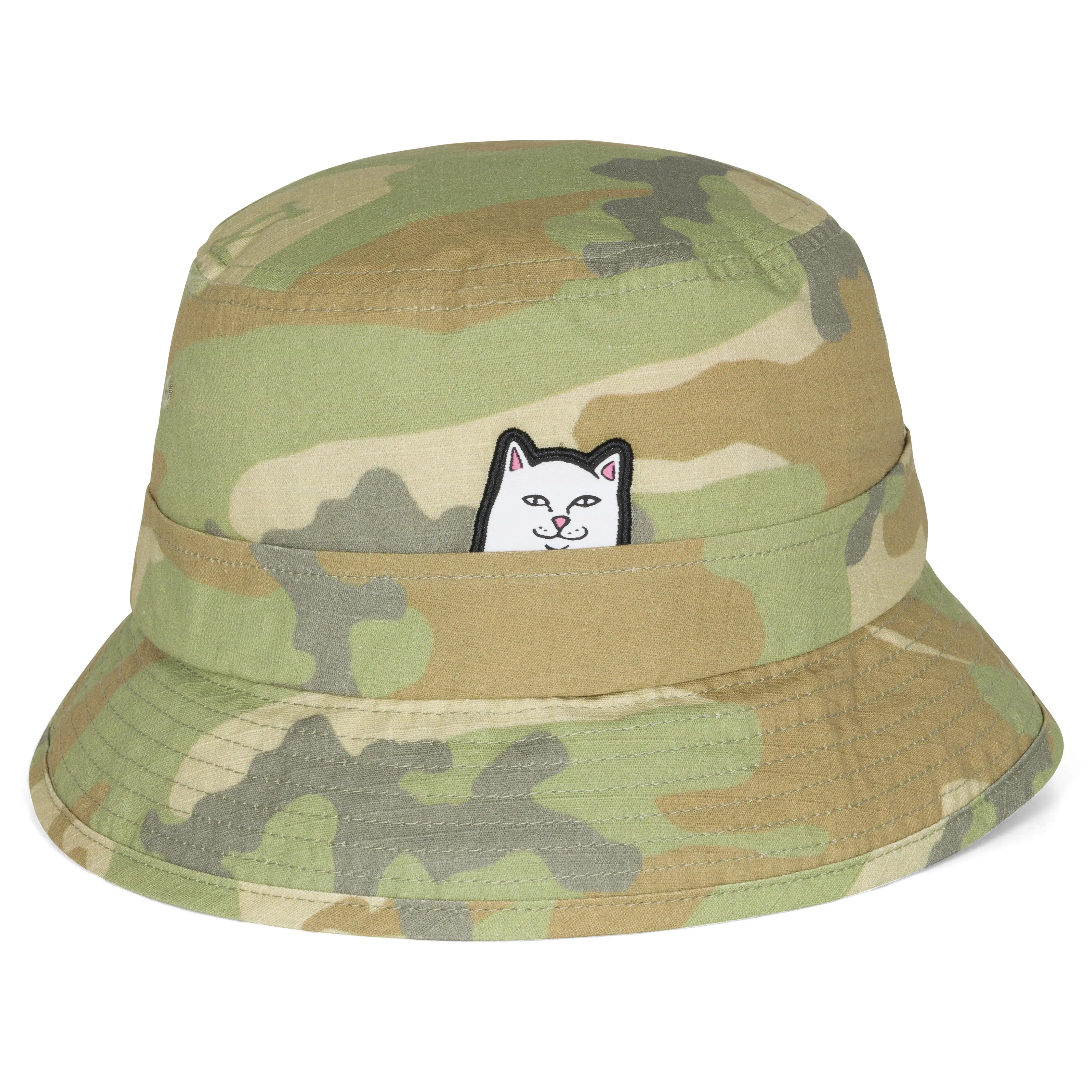 Lord Nermal Camo Bucket Hat - Adjustable Foldable, Artistic, Cartoon Motif, Character Face, Face Graphic Design Hat, Adjustable Foldable Hats, Artistic Hats