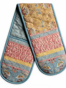 Maison d'Hermine 100% Cotton Double Oven Mitt, Heat-Resistant Bakeware Pot Holder with Loop, for BBQ, Baking & Grilling, Kitchen Hanging Accessory
