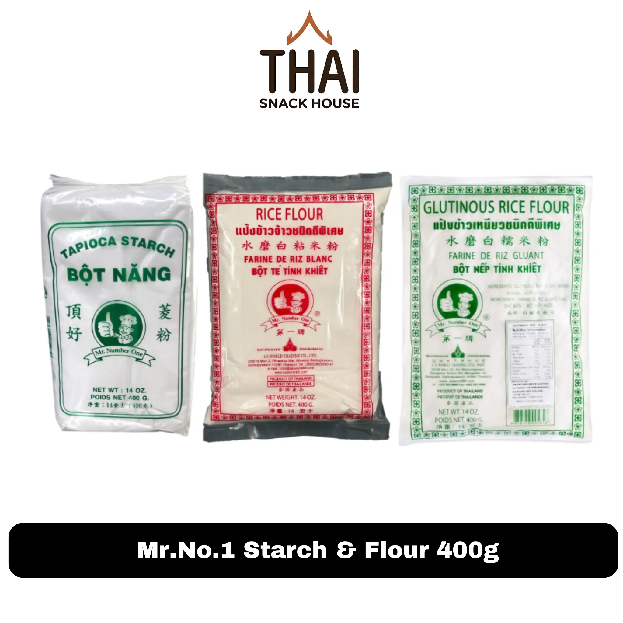 Mr.No.1 Versatile Baking Starch Mix, 400g - Blends Rice Flour, Tapioca Starch, Glutinous Rice Flour for Baking Needs, Bake