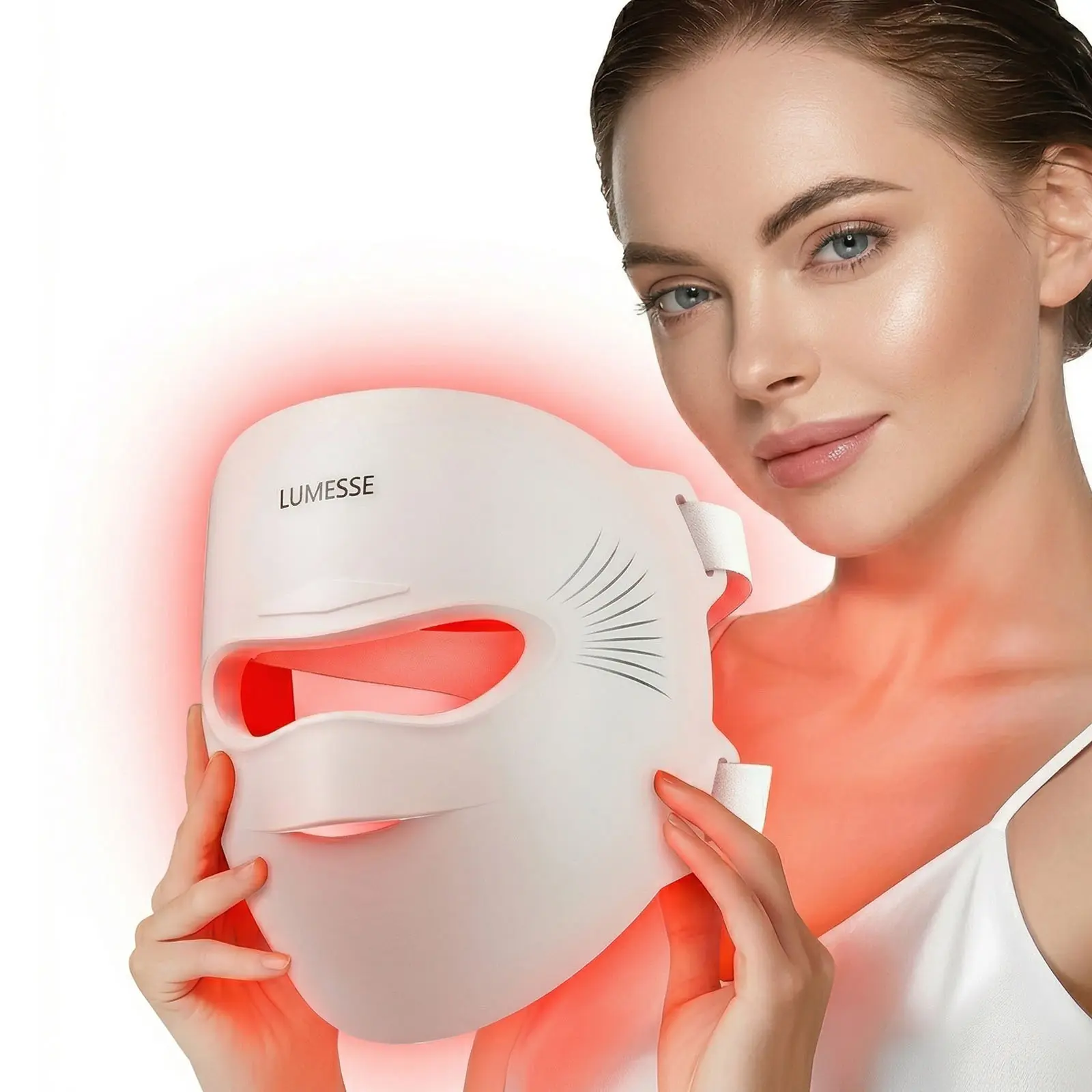 Lumesse LED Red Light Therapy Facial Mask - 4 Light Modes with 850nm NIR, 2000mAh Rechargeable Battery, Portable Facial Care Tools, High-Frequency Home & Travel Device, Mother's Day Gift for Skin Texture Smoothing