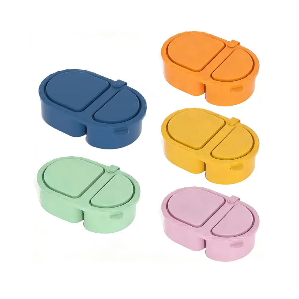 5 Pack Silicone Bento Food Storage Containers Set - 2-Compartment Airtight Anti-Leak On-The-Go Food-Safe Preserving Containers, -50℃ to 260℃ BPA-Free Hygienic Portion-Controlled, Microwave/Freezer Safe, Not for Open Flame, for Kids School Lunch Idea, Food