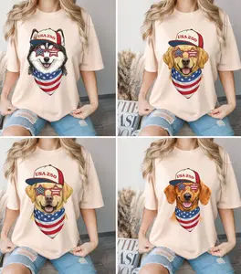 Cool Patriotic Dogs USA 250 Graphic Tee, 50 Breeds America's 250th Anniversary T-Shirt, Puppy Shirt, Sand Cozy Gildan Unisex Pet Lover Gift-Howard SF
