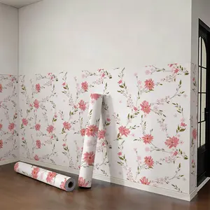 Vintage Peel and Stick Floral Wallpaper, 23.62"x119" Pink Self-Adhesive Removable Waterproof Vinyl Contact Paper, DIY Home Decor for Living Room, Bedroom Furniture Upgrades, Peel And Stick Wallpaper